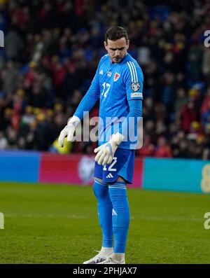 Cardiff, pays de Galles, 28, Mars, 2023,Danny Ward (pays de Galles) , pendant les qualifications européennes de l'UEFA 2024 pays de Galles contre Lettonie, Credit:, Graham Glendinning,/ Alamy Live News final Score: 1 - 0 Banque D'Images