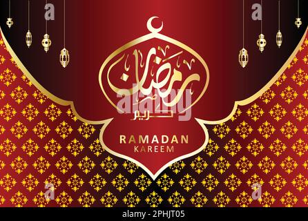 Ramadan Kareem conception islamique avec motif arabe et calligraphie pour le menu, invitation, affiche, bannière, carte pour la célébration de la communauté musulmane f Illustration de Vecteur