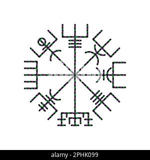 Silhouette de motif de contour vrai Vegvisir Illustration de Vecteur