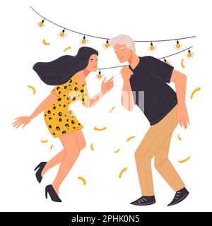 Les gens dansent et fêtent ensemble leurs vacances Illustration de Vecteur