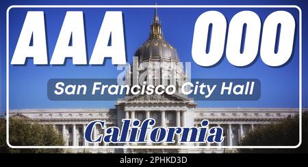 Plaques d'immatriculation de véhicule en Californie aux États-Unis d'Amérique, plaques de voiture. Numéros de permis de conduire de différents États américains. Imprimé vintage pour les motifs, autocollants et affiches de tee-shirts Banque D'Images