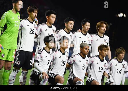 Stade Yodoko Sakura, Osaka, Japon. 28th mars 2023. Équipe japonaise, 28 MARS 2023 - match de la coupe du défi KIRIN 2023 entre le Japon et la Colombie au stade Yodoko Sakura, Osaka, Japon. Credit: Itaru Chiba/AFLO/Alay Live News Banque D'Images