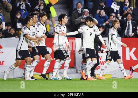 Stade Yodoko Sakura, Osaka, Japon. 28th mars 2023. Équipe japonaise, 28 MARS 2023 - match de la coupe du défi KIRIN 2023 entre le Japon et la Colombie au stade Yodoko Sakura, Osaka, Japon. Credit: Itaru Chiba/AFLO/Alay Live News Banque D'Images