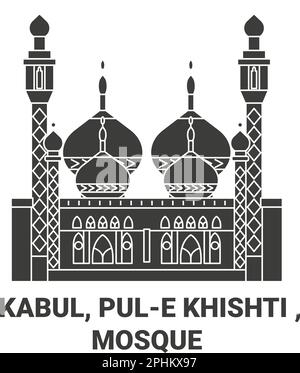 Afghanistan, Kaboul, Pule Khishti , la mosquée voyage illustration du vecteur historique Illustration de Vecteur