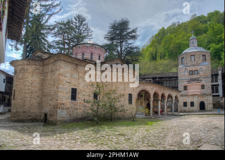 Détail d'une église située à l'intérieur du monastère de troyan en Bulgarie. Banque D'Images