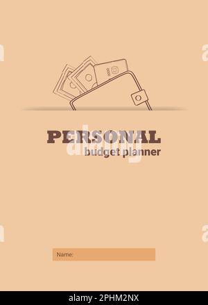 Couverture du planificateur de budget mensuel personnel, illustration vectorielle Illustration de Vecteur