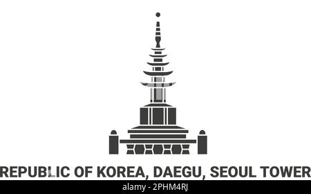 République de Corée, Daegu, Seoul Tower voyage illustration vectorielle Illustration de Vecteur