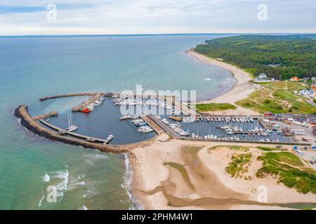 Vue aérienne de la ville danoise de Hornbaek. Banque D'Images