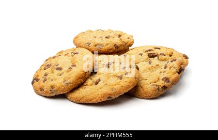 Simple cookie isolé. Biscuits au mordu de sucre de flocons d'avoine, biscuit aux pépites de chocolat. Vue du dessus du biscuit rond Banque D'Images