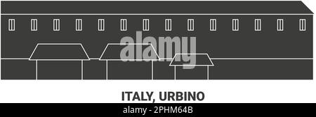 Italie, Urbino, illustration vectorielle de voyage Illustration de Vecteur