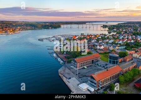 Vue sur le pont Svendborgsundbroen au Danemark. Banque D'Images