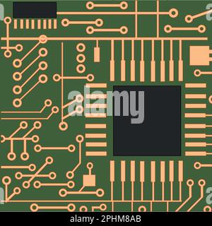 Charge de microcircuit à motif transparent sur fond vert Illustration de Vecteur