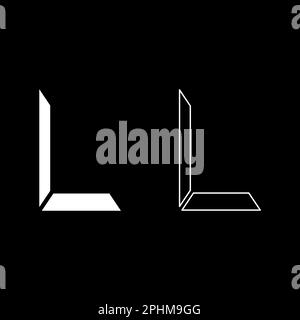 Bordure de la pièce pour l'image cadre d'angle icône couleur blanche vecteur illustration image remplissage simple ligne de contour fin style plat Illustration de Vecteur