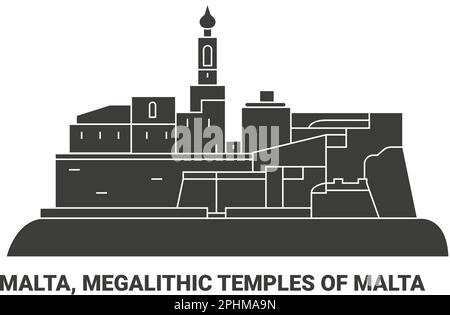 Malte, temples mégalithiques de Malte, illustration vectorielle de voyage Illustration de Vecteur