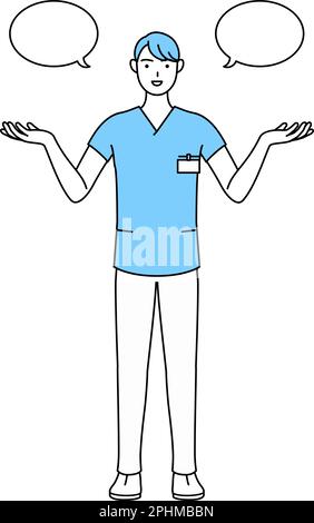 Infirmière masculine, physiothérapeute, ergothérapeute, orthophoniste, assistante infirmière en uniforme avec wipeout et comparaison, Vector Illustratio Illustration de Vecteur