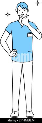 Infirmière masculine, physiothérapeute, ergothérapeute, orthophoniste, assistante infirmière en uniforme dans une posture confiante, Illustration vectorielle Illustration de Vecteur