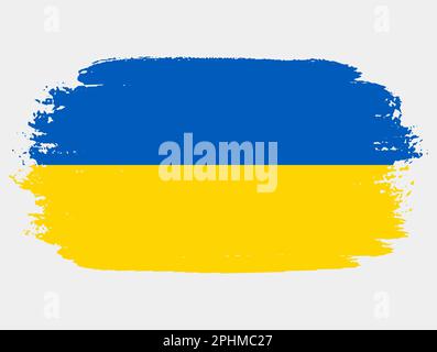 Grunge artistique drapeau brush de l'Ukraine isolé sur fond blanc. Texture élégante du drapeau national Illustration de Vecteur