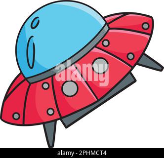 Illustration d'un dessin animé coloré sur un vaisseau spatial d'OVNI Illustration de Vecteur