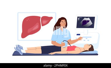 Échographie médecin hépatologue, gastro-entérologue, recherche, dépistage hépatique hépatique, échographie Investigation.clinique de médecine diagnostic.médical Ho Banque D'Images