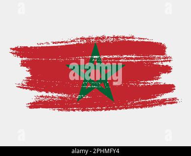 Grunge artistique drapeau brush du Maroc isolé sur fond blanc. Texture élégante du drapeau national Illustration de Vecteur