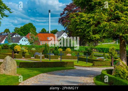 Tumulus funéraire à Jelling, Danemark. Banque D'Images