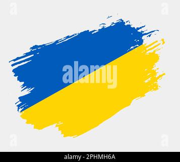 Grunge artistique drapeau brush de l'Ukraine isolé sur fond blanc. Texture élégante du drapeau national Illustration de Vecteur