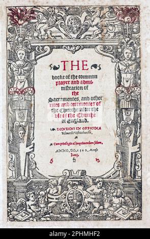 LIVRE ANGLAIS DE PRIÈRE COMMUNE 1549 - page de titre Banque D'Images
