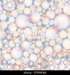 Motif bulles de savon sans couture sur fond bleu clair pour les dessins nautiques, les textiles et les tissus pour enfants. Illustration dessinée à la main, bulles sous l'eau Banque D'Images