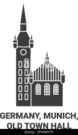 Allemagne, Munich, Old Town Hall voyage illustration vectorielle Illustration de Vecteur