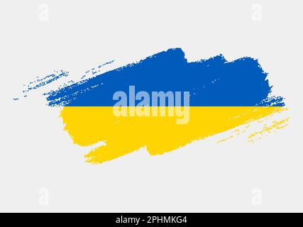 Grunge artistique drapeau brush de l'Ukraine isolé sur fond blanc. Texture élégante du drapeau national Illustration de Vecteur