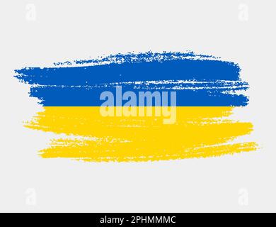 Grunge artistique drapeau brush de l'Ukraine isolé sur fond blanc. Texture élégante du drapeau national Illustration de Vecteur