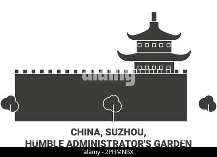 Chine, Suzhou, illustration vectorielle du site touristique de l'humble Administrator's Garden Illustration de Vecteur