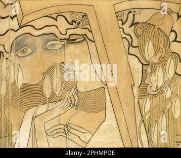 Jan Toorop, désir et satisfaction, dessin pastel, 1893 Banque D'Images