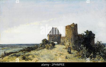 Johan Barthold Jongkind, ruines du château de Rosemont, peinture à l'huile sur toile, 1861 Banque D'Images