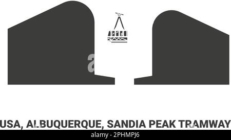 USA, Albuquerque, tramway de Sandia Peak, illustration vectorielle de voyage Illustration de Vecteur