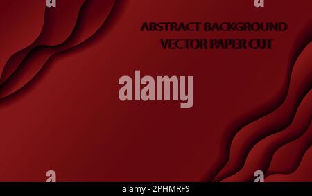 Illustration vectorielle de stock arrière-plan coupé en papier. Décoration en papier rouge avec couches ondulées. Découpez des formes. Origami ou motif de sculpture. Bannière, circulaire Illustration de Vecteur