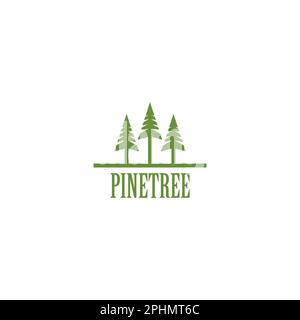 Vecteur du logo de pin. PIN evergreen sapin pruche épinette conifères cèdre conifères cyprès mélèze pinus arbre forêt vintage rétro hipster ligne art logo Illustration de Vecteur