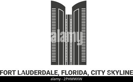 États-Unis, fort Lauderdale, Floride, City Skyline, illustration vectorielle de voyage Illustration de Vecteur