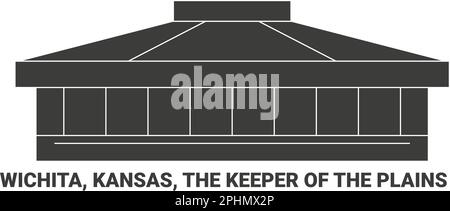 États-Unis, Wichita, Kansas, The Keeper of the Plains, illustration vectorielle de voyage Illustration de Vecteur