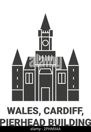 Pays de Galles, Cardiff, Pierhead Building illustration vectorielle de voyage Illustration de Vecteur