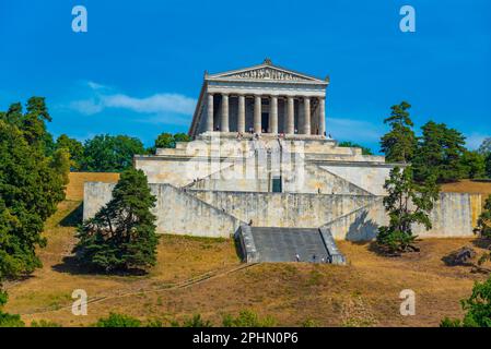 Walhalla - imposant édifice néo-classique avec un hall en marbre abritant des plaques et des bustes d'illustres Allemands près de Regensburg. Banque D'Images