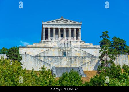 Walhalla - imposant édifice néo-classique avec un hall en marbre abritant des plaques et des bustes d'illustres Allemands près de Regensburg. Banque D'Images