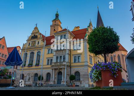 Vue au lever du soleil sur la vieille mairie d'Ingolstadt, Allemagne. Banque D'Images