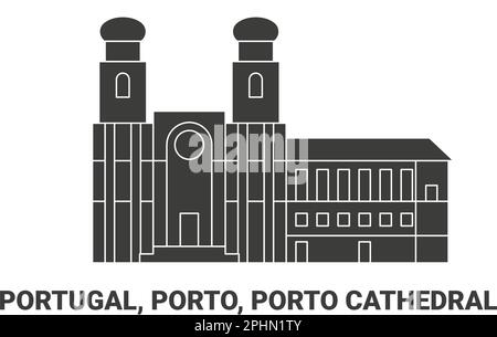 Portugal, Porto, Cathédrale de Porto, illustration vectorielle de voyage Illustration de Vecteur