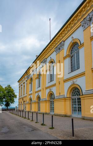 Palais de Dachau vu pendant une journée nuageux en Allemagne. Banque D'Images