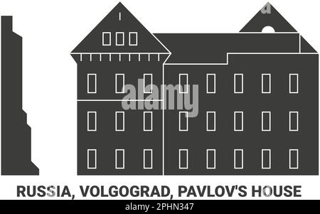 Russie, Volgograd, Pavlov's House, illustration vectorielle de voyage Illustration de Vecteur