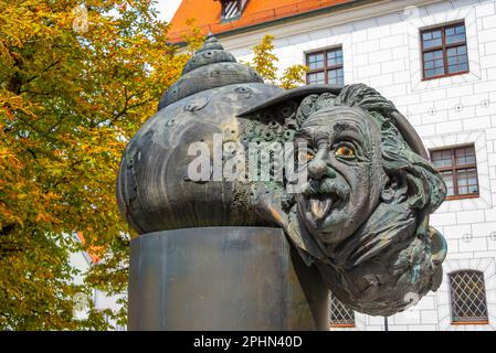 Memorial à Albert Einstein dans la ville allemande Ulm. Banque D'Images