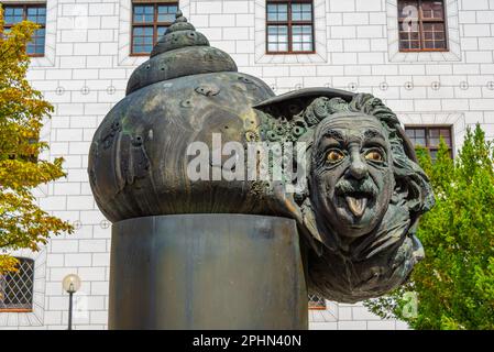 Memorial à Albert Einstein dans la ville allemande Ulm. Banque D'Images