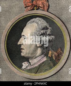 Portrait de Jean Joseph Cassanea de Mondonville (1711-1772), violoniste et compositeur francais.Gravure vers 1835 Banque D'Images