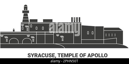 Italie, Syracuse, Temple d'Apollon, illustration vectorielle de voyage Illustration de Vecteur
